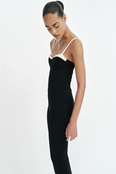 BODY À BRETELLES CONTRASTANTES - Noir / Blanc de Zara - Image 4