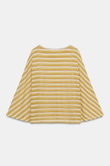 STRIPED RUSTIC CAPE T-SHIRT - Light yellow by Zara - Image 5