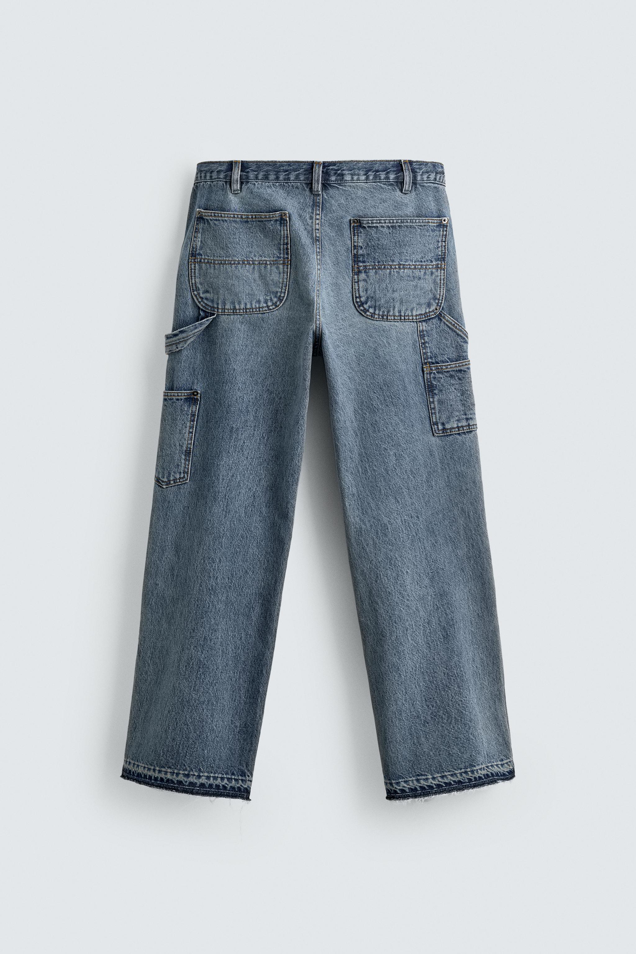 RELAXED FIT CARPENTER POCKET JEANS - Blue | ZARA Canada