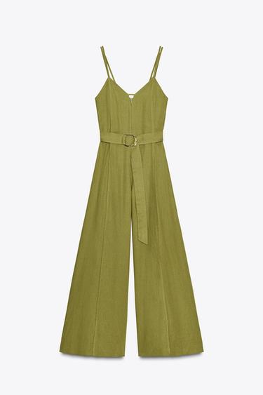 WIDE-LEG STRAPPY LINEN BLEND JUMPSUIT - Oil by Zara - Image 6