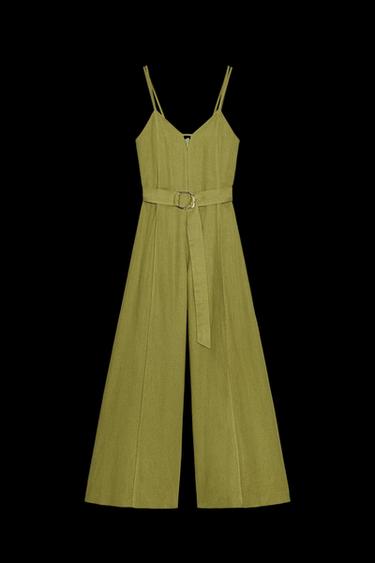 WIDE-LEG STRAPPY LINEN BLEND JUMPSUIT - Oil by Zara - Image 0