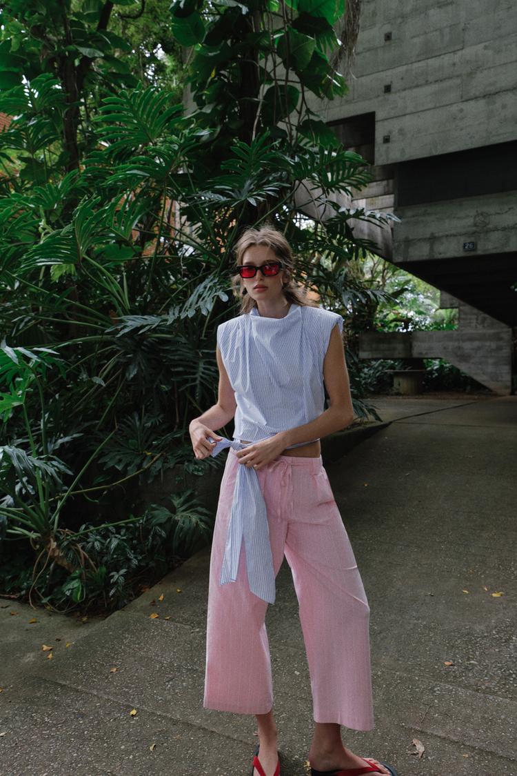 VATKALI BAĞCIK DETAYLI METALİK İPLİKLİ ÇİZGİLİ TOP