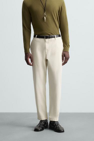 TWILL CHINO TROUSERS - Oyster-white by Zara