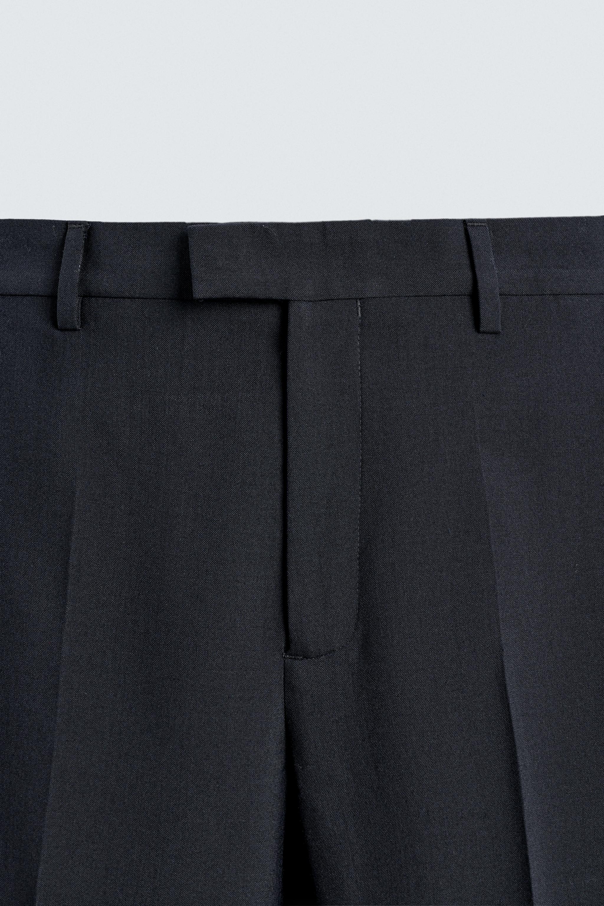 WOOL BLEND STRAIGHT FIT SUIT PANTS