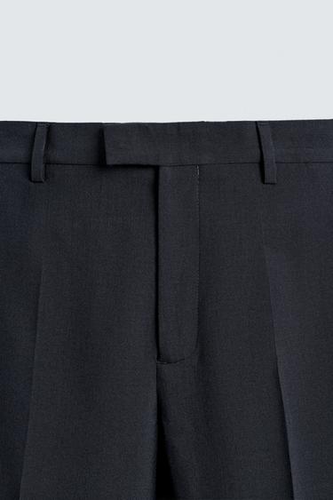 STRAIGHT-LEG WOOL BLEND SUIT TROUSERS - Navy blue by Zara - Image 6