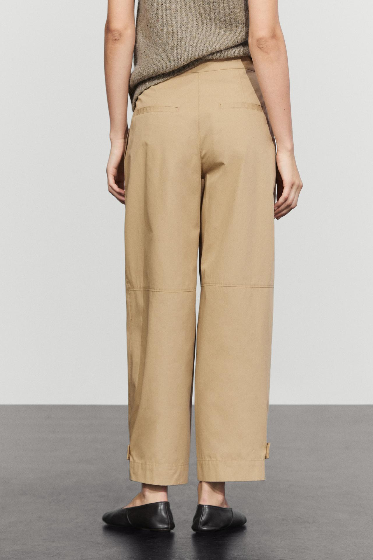 Barrel fit pants with hem detail — Beige