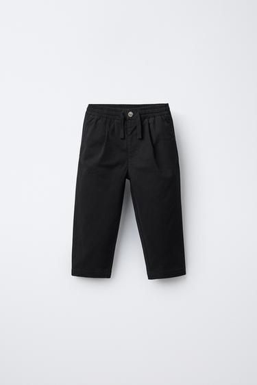 Zara STRAIGHT CHINO PANTS - Black