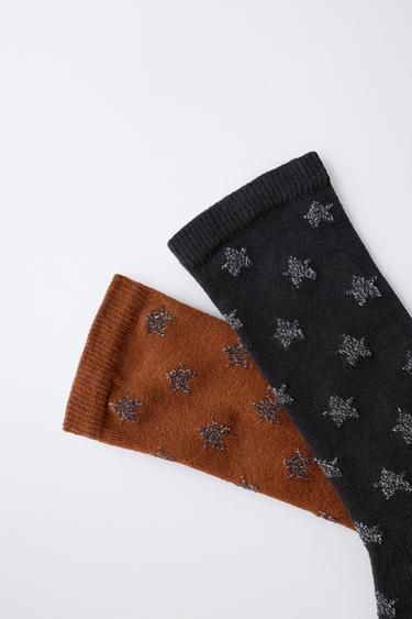 LOT DE DEUX CHAUSSETTES LONGUES ÉTOILES BRILLANTES - Noir de Zara - Image 2