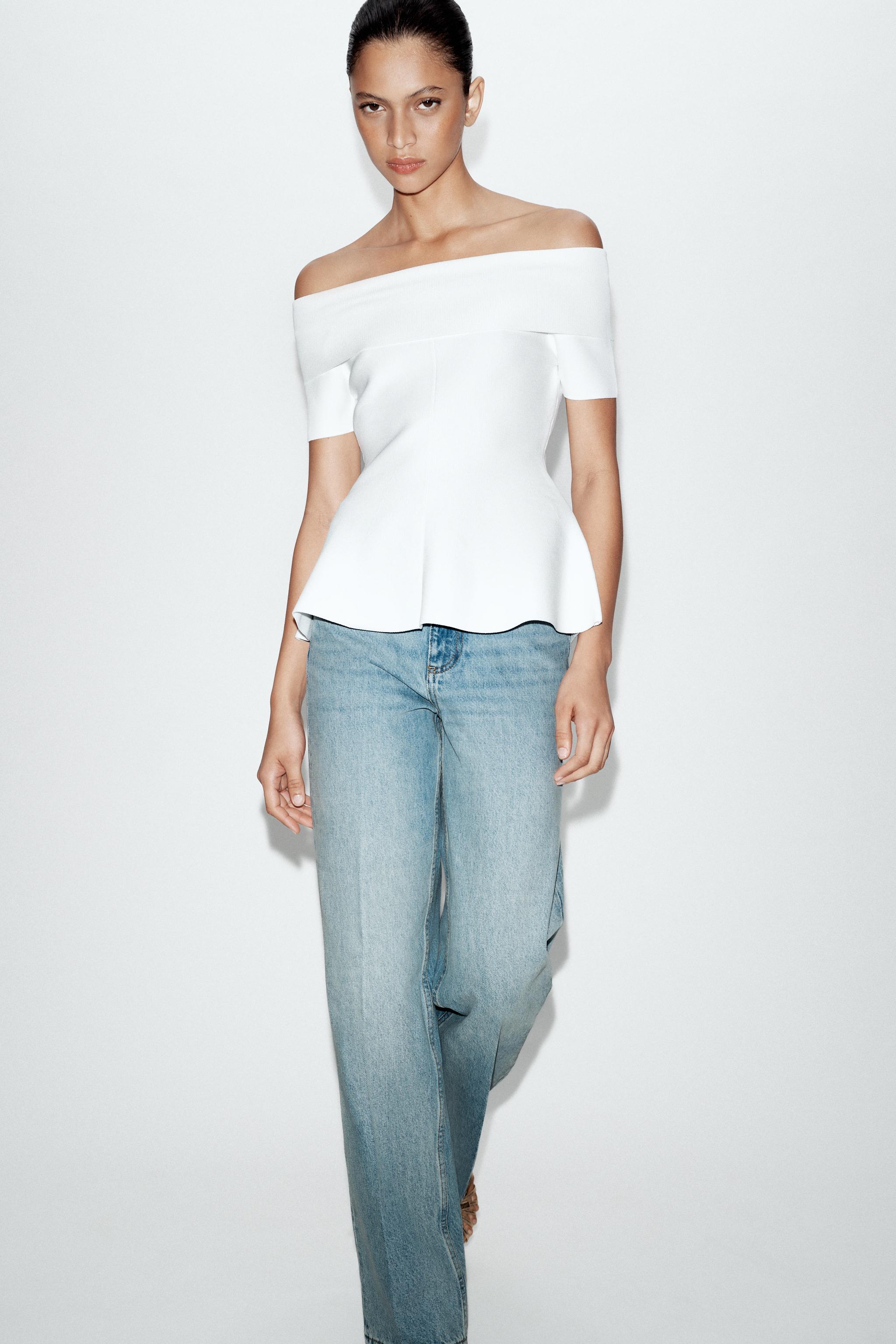 KNIT BOAT NECK TOP - White | ZARA Singapore