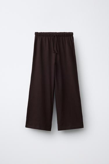 ENSEMBLE T-SHIRT ET PANTALON WIDE LEG UNIS - Marron de Zara - Image 3
