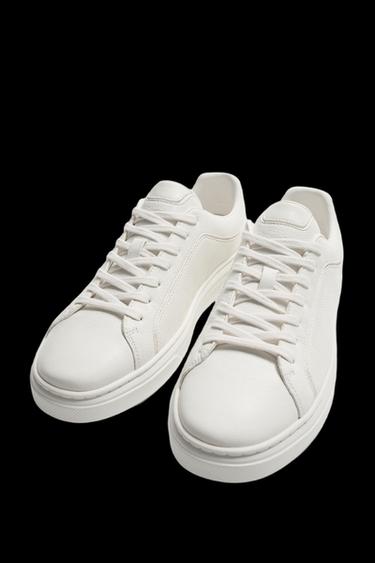 Zara LEATHER SNEAKERS - White
