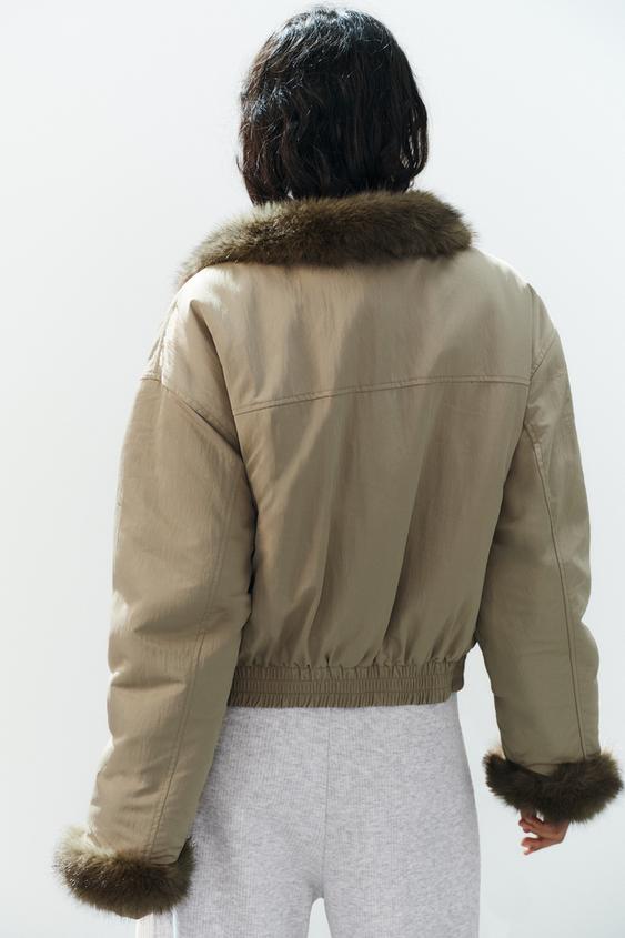 VESTE RÉVERSIBLE EFFET FOURRURE - Marron clair de Zara - Image 5