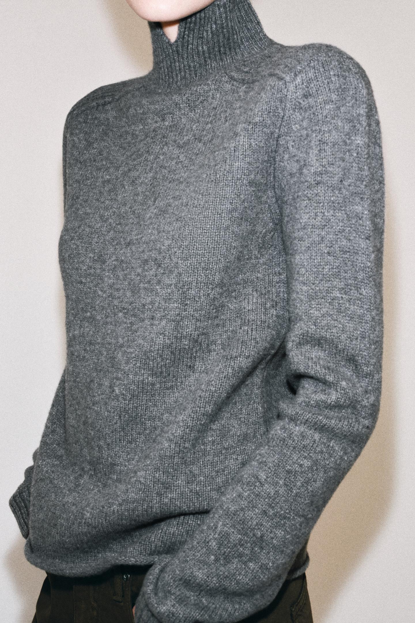 Женский свитер Zara 100% Wool High-Neck, цвет: Серый — фото 4