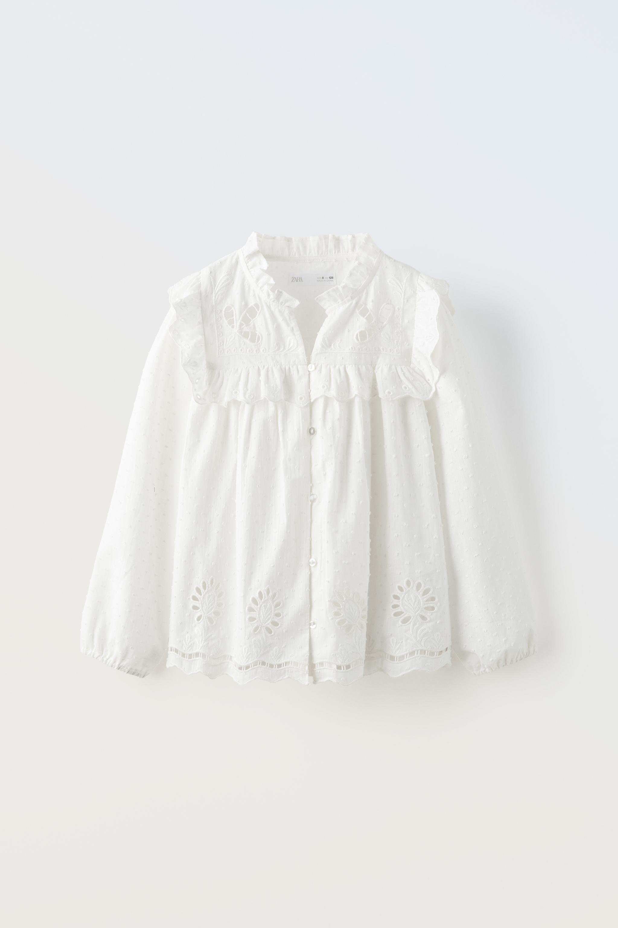 Zara white sale ruffle blouse