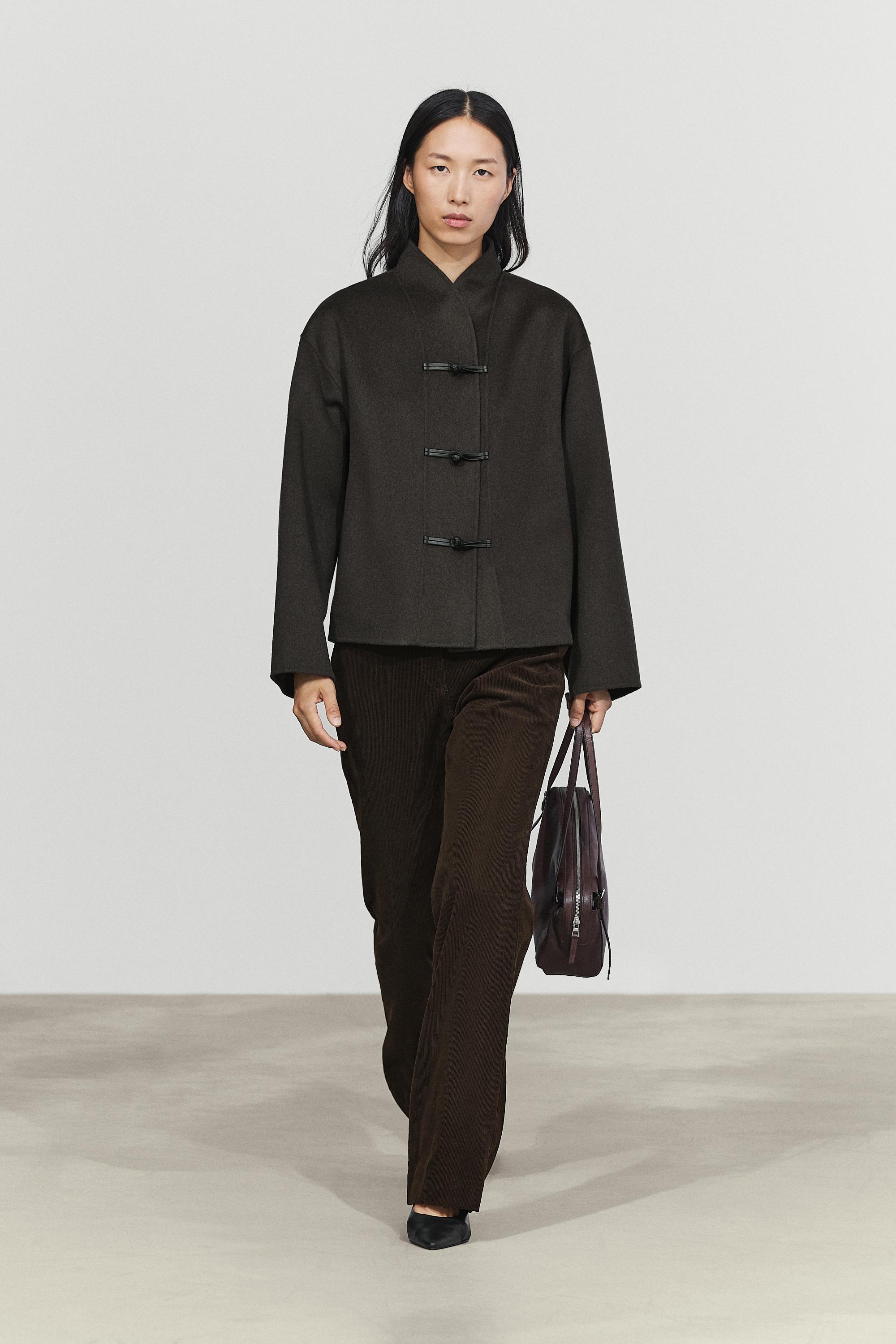 Short wool-blend coat with button detail - Cobalt | ZARA United States