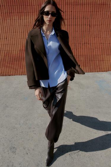 DOUBLE-BREASTED SHORT COAT - Brown by Zara