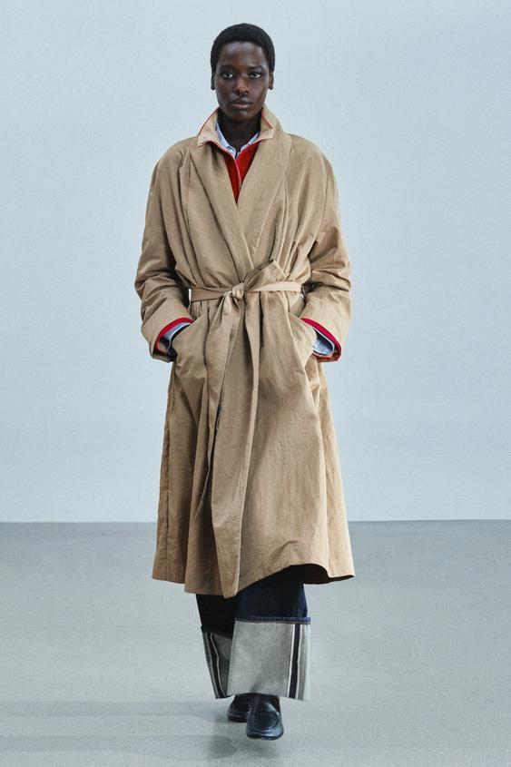 Zara ZW COLLECTION BELTED TRENCH COAT - Dark camel - Image 0