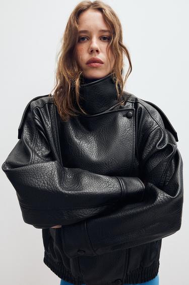 Zara FAUX LEATHER JACKET - Black