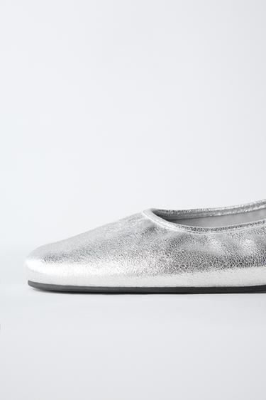 BALLERINES MÉTALLISÉES - Argent de Zara - Image 5