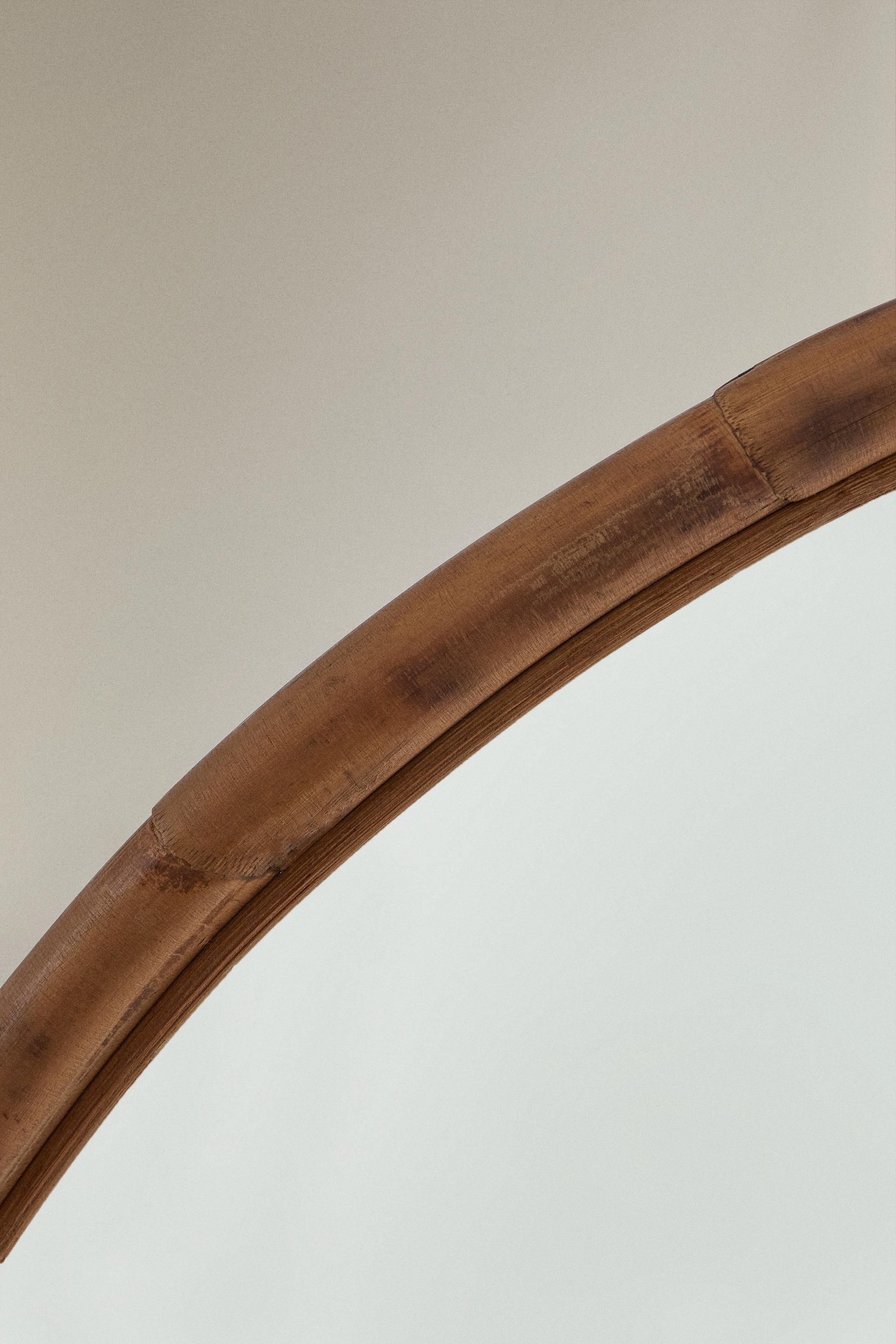 ROUND RATTAN MIRROR — Brown