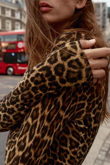 ANIMAL PRINT KNIT SWEATER - Black / Brown by Zara - Image 3