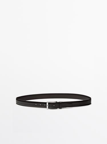 Zara Smart nappa leather belt with topstitching - Brown