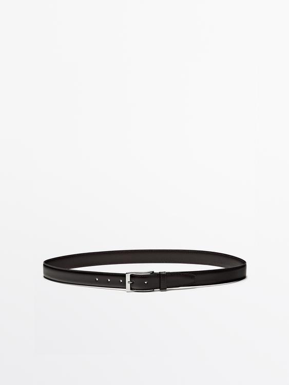 Smart nappa leather belt with topstitching