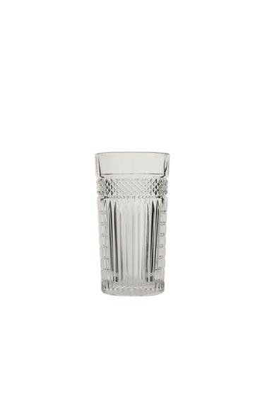 RAISED-DESIGN GLASS SOFT DRINK TUMBLER - Transparent by Zara