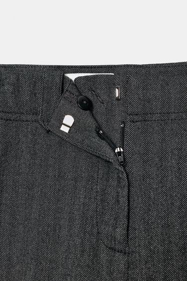 HERRINGBONE STRAIGHT-LEG TROUSERS - Dark grey by Zara - Image 7