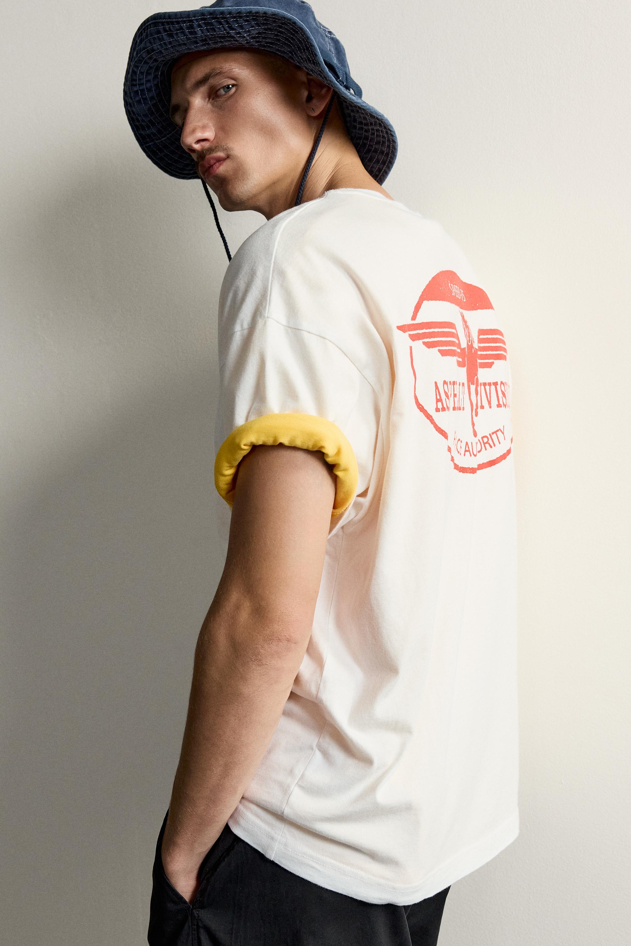 Мужские футболки Zara RELAXED FIT COMBINED GRAPHICS T-SHIRT — фото 6