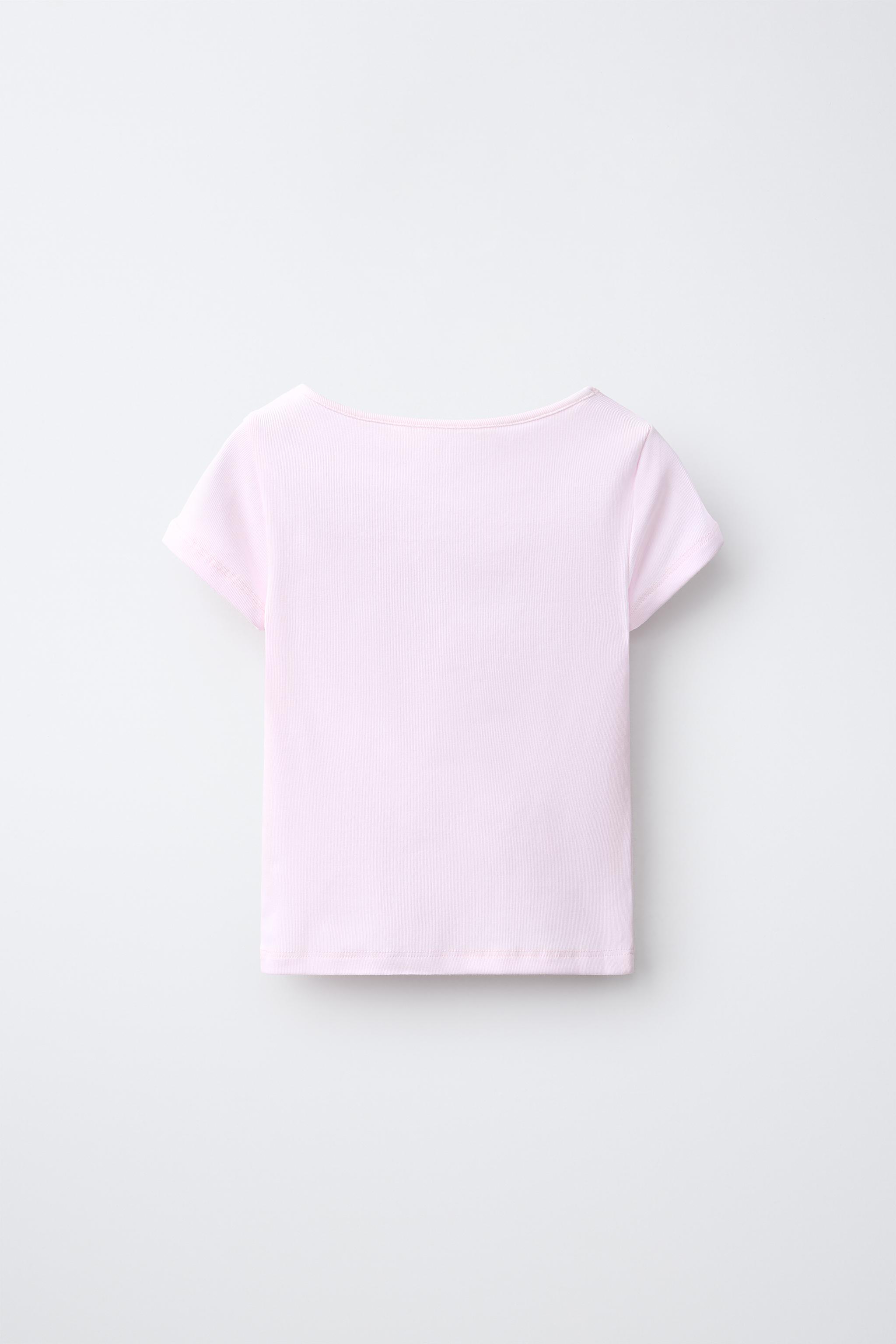 TEXT PRINT T-SHIRT — Pink