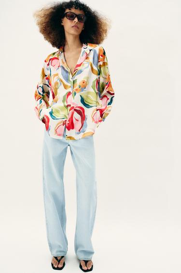 FLORAL PRINT SATIN SHIRT - Multicoloured by Zara