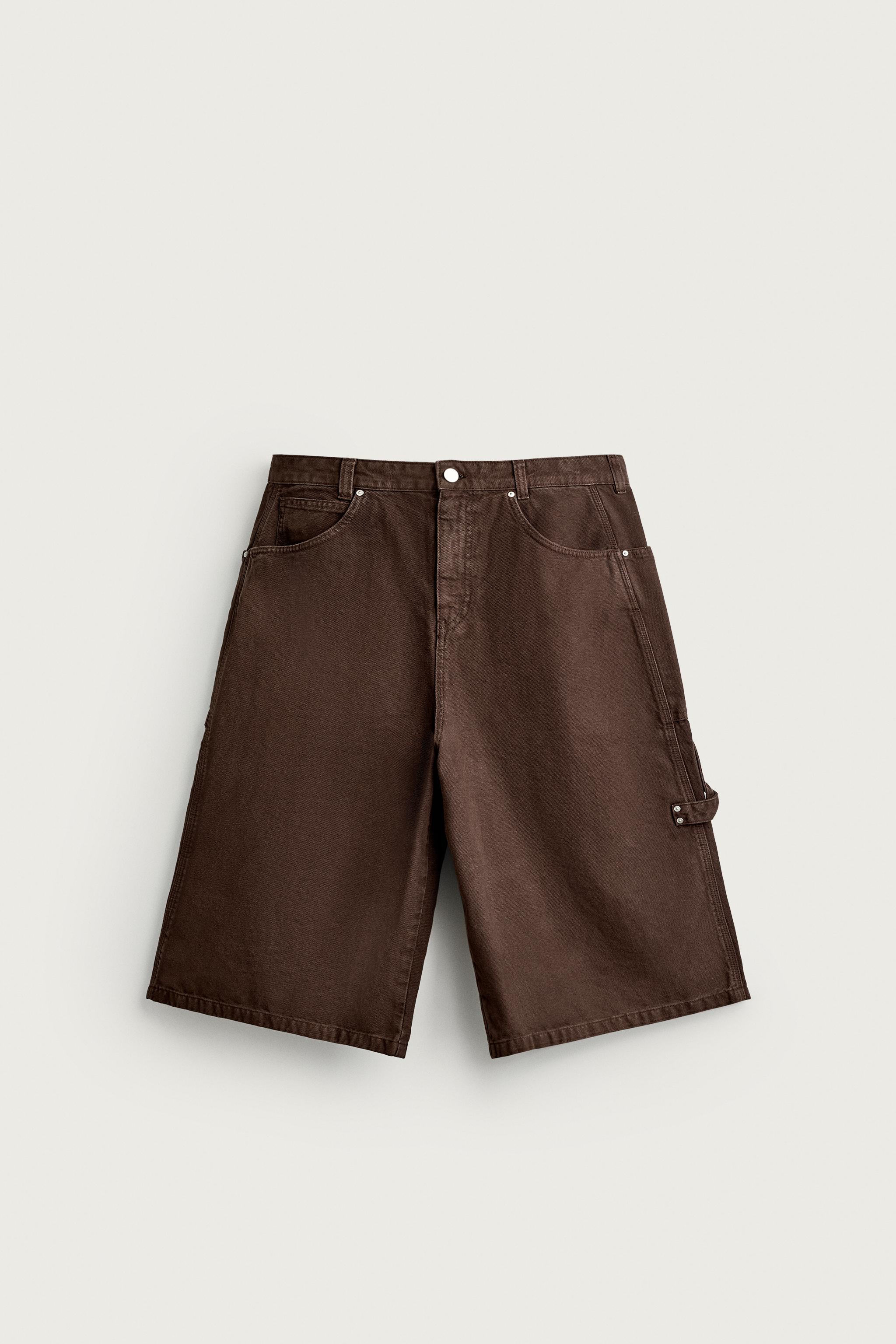 Straight Fit Carpenter Jorts — Brown