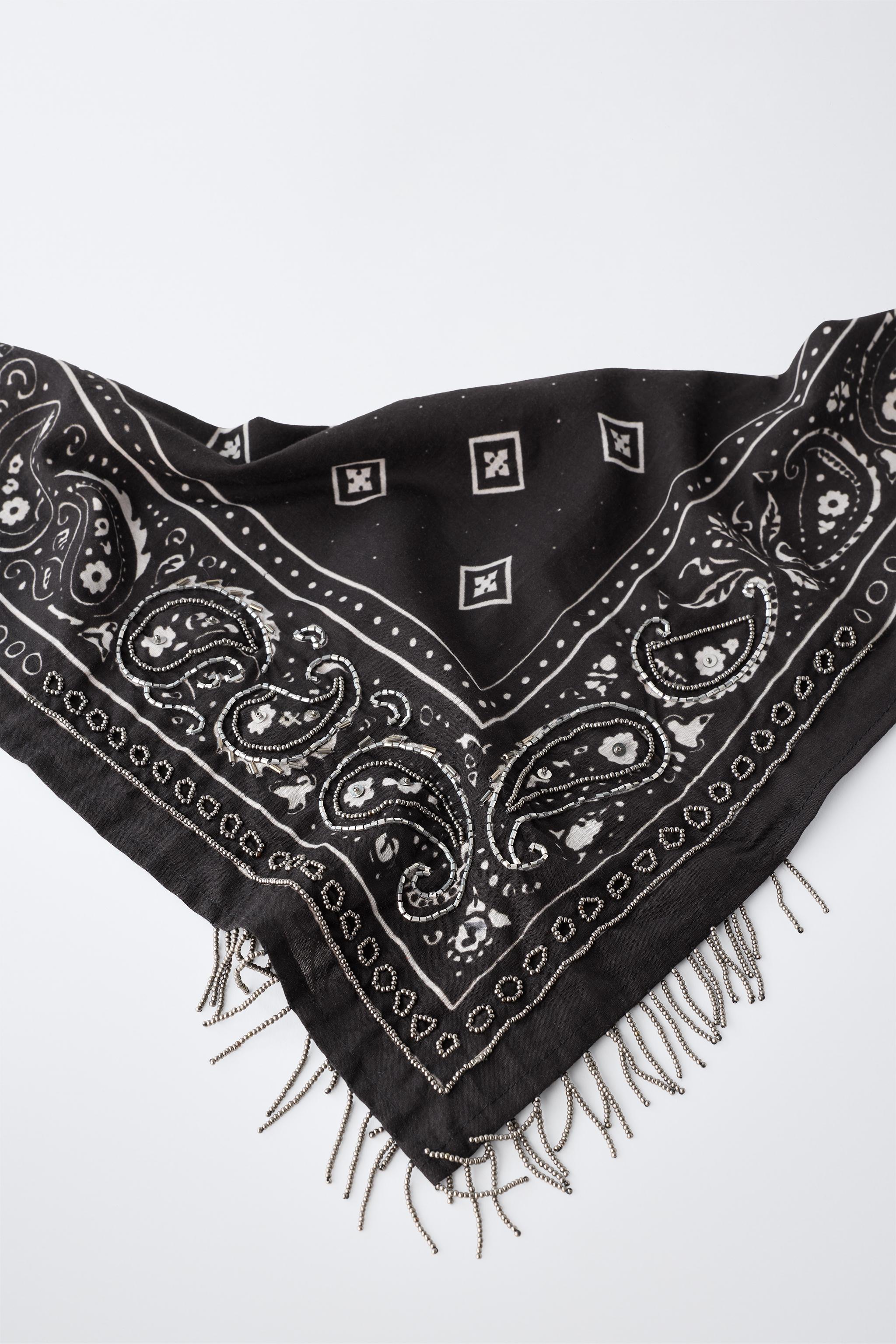 Детские аксессуары Zara PAISLEY BEADED FRINGE BANDANA — фото 2