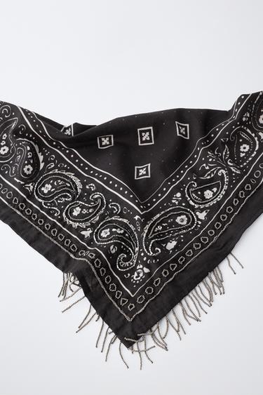 BANDANA PAISLEY ET FRANGES FANTAISIE - Noir de Zara - Image 1