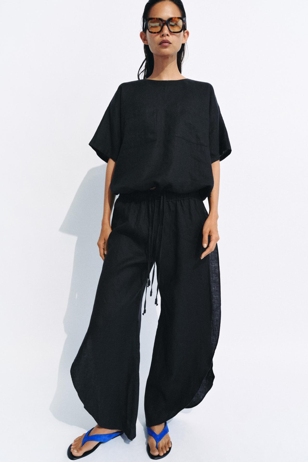 Брюки из 100% льна с разрезами ZW COLLECTION