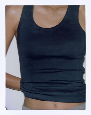 TOP ALGODÓN SUPIMA® - Gris azul de Zara