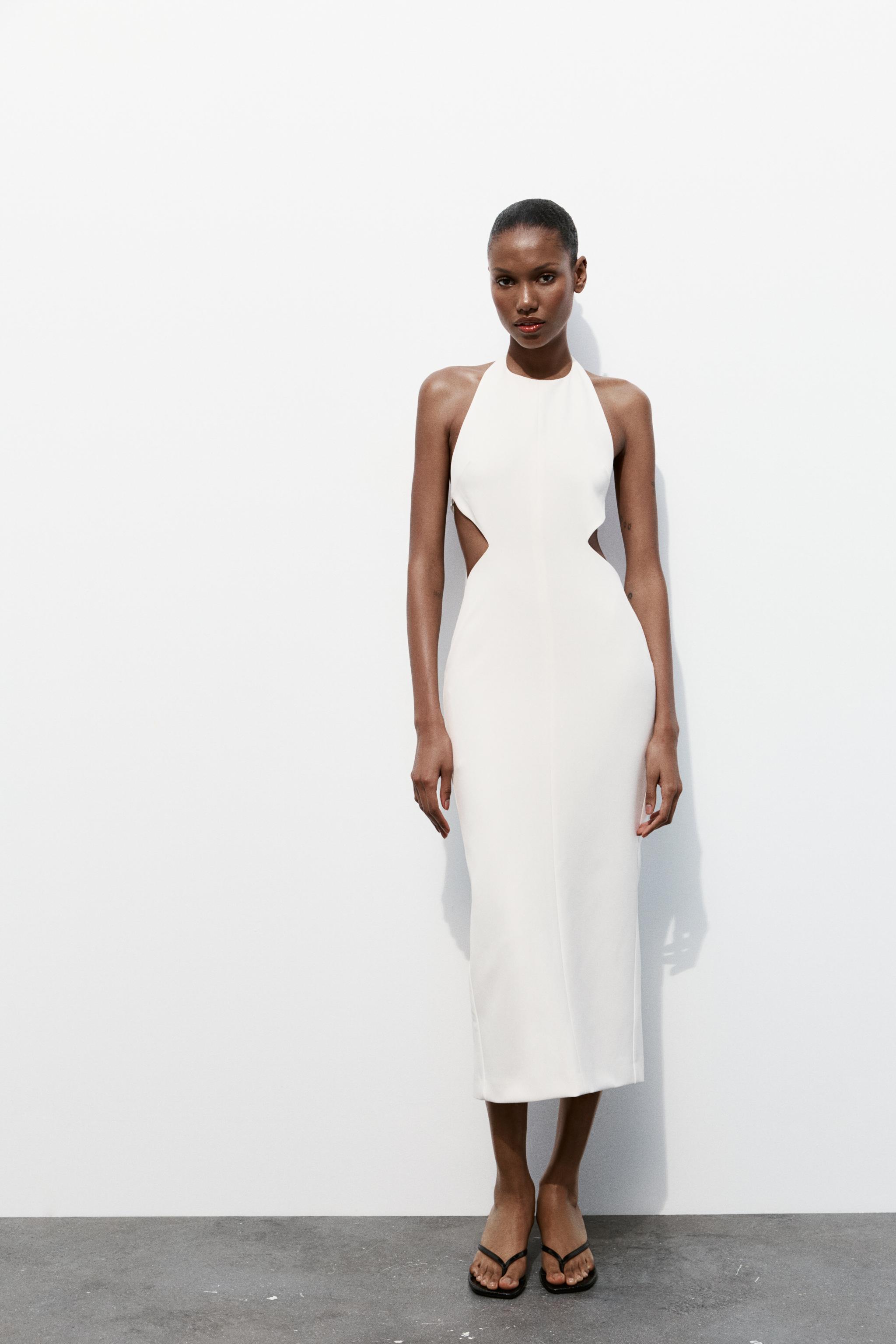 VESTIDO MIDI CUT OUT Blanco ZARA Chile