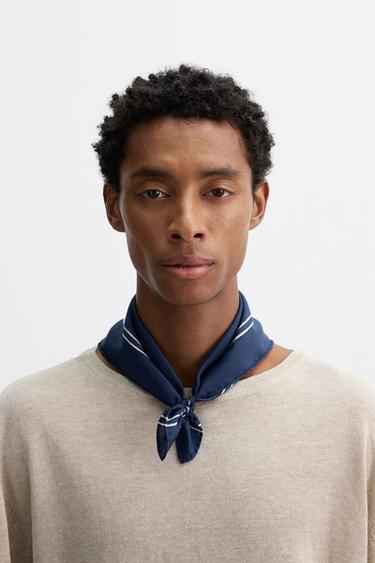 SILK BANDANA - Navy blue by Zara - Image 0