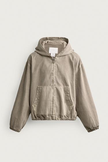 HOODED DENIM JACKET - camel by Zara