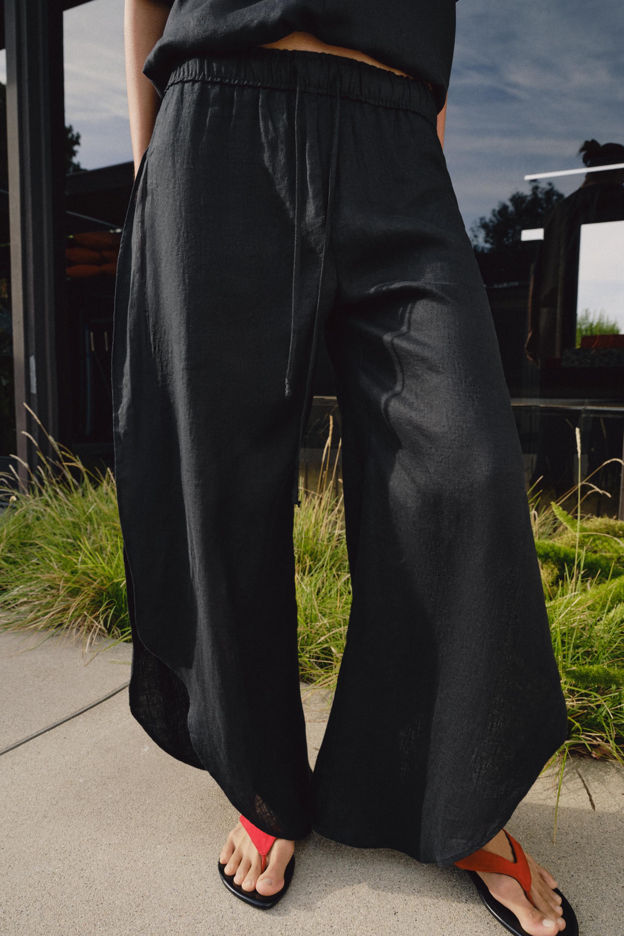 ZW COLLECTION 100% LINEN PANTS WITH VENTS
