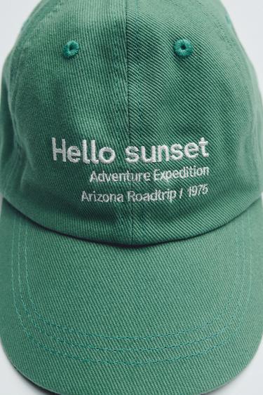 CAP WITH EMBROIDERED SLOGAN - Green by Zara - Image 5