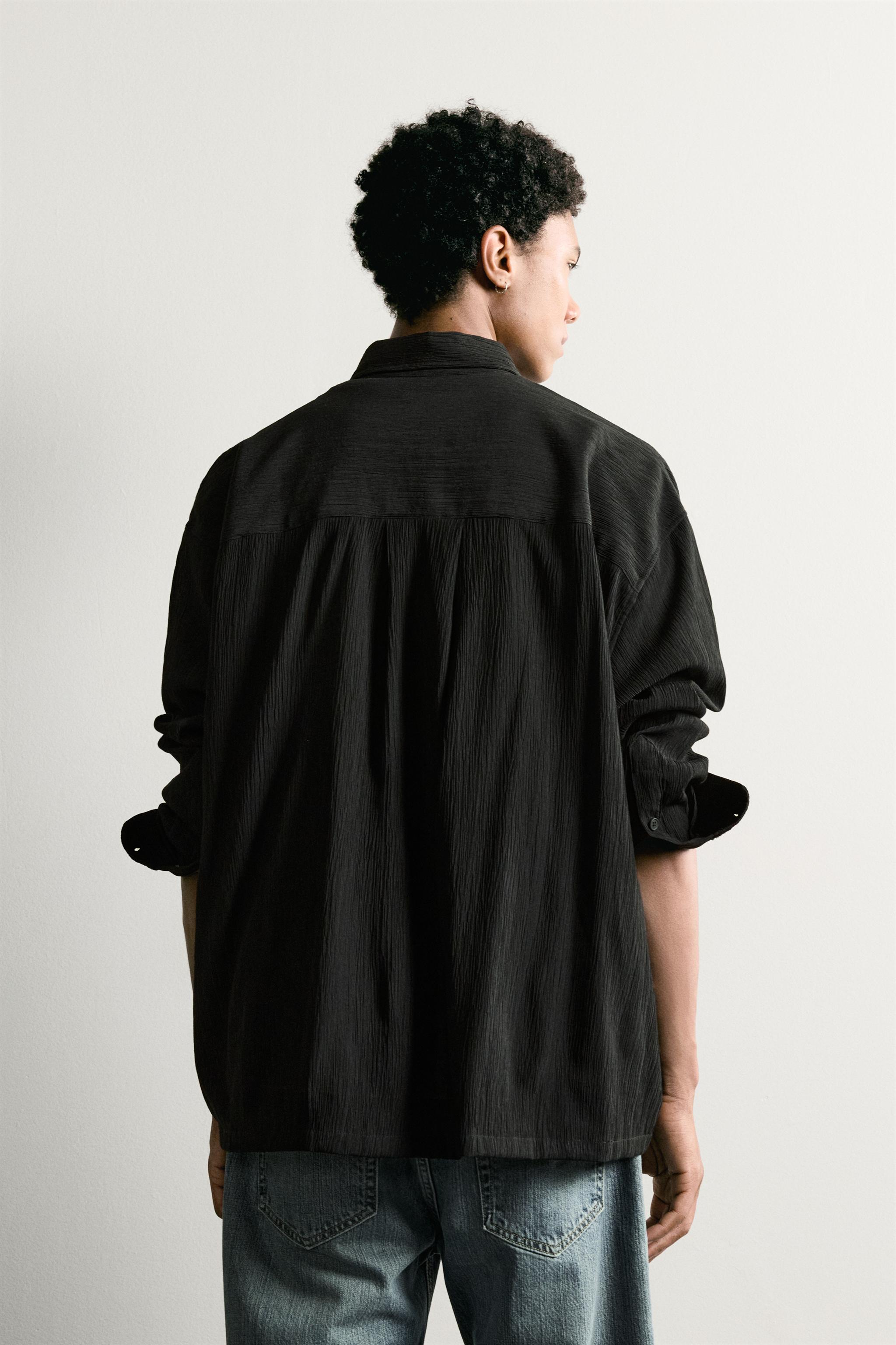 Мужские рубашки Zara RELAXED FIT TEXTURED OVERSHIRT — фото 3