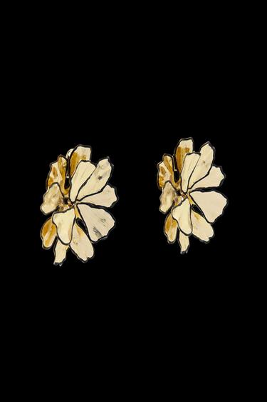PENDIENTES FLOR TEXTURA - Dorado de Zara