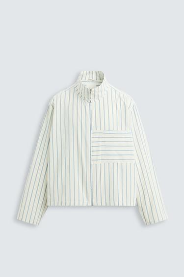 Zara STRIPED BOXY FIT SHIRT - White