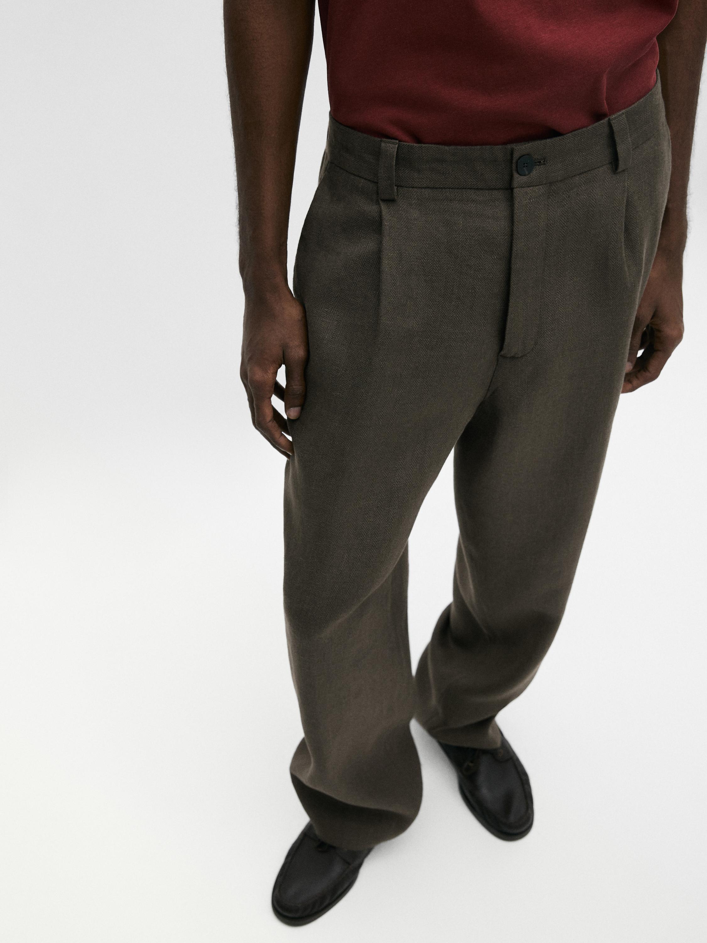 Pantalon à chevrons en lin