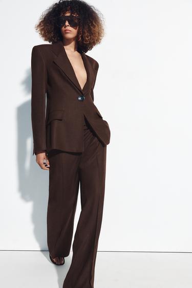 PANTALÓN RECTO - Marrón de Zara