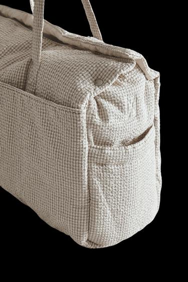 BOLSA MATERNIDAD CUADROS VICHY - Gris de Zara