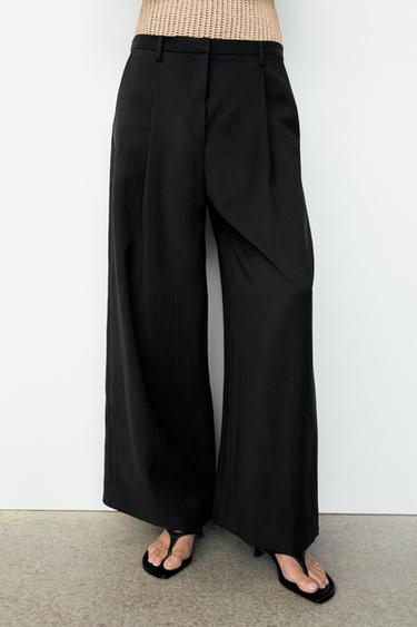 Flowing cropped wide-leg pants — Black 2