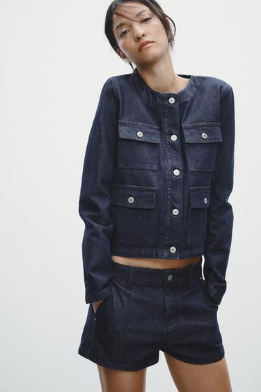 TRF DENIM JACKET WITH POCKETS - Blue by Zara - Image 3